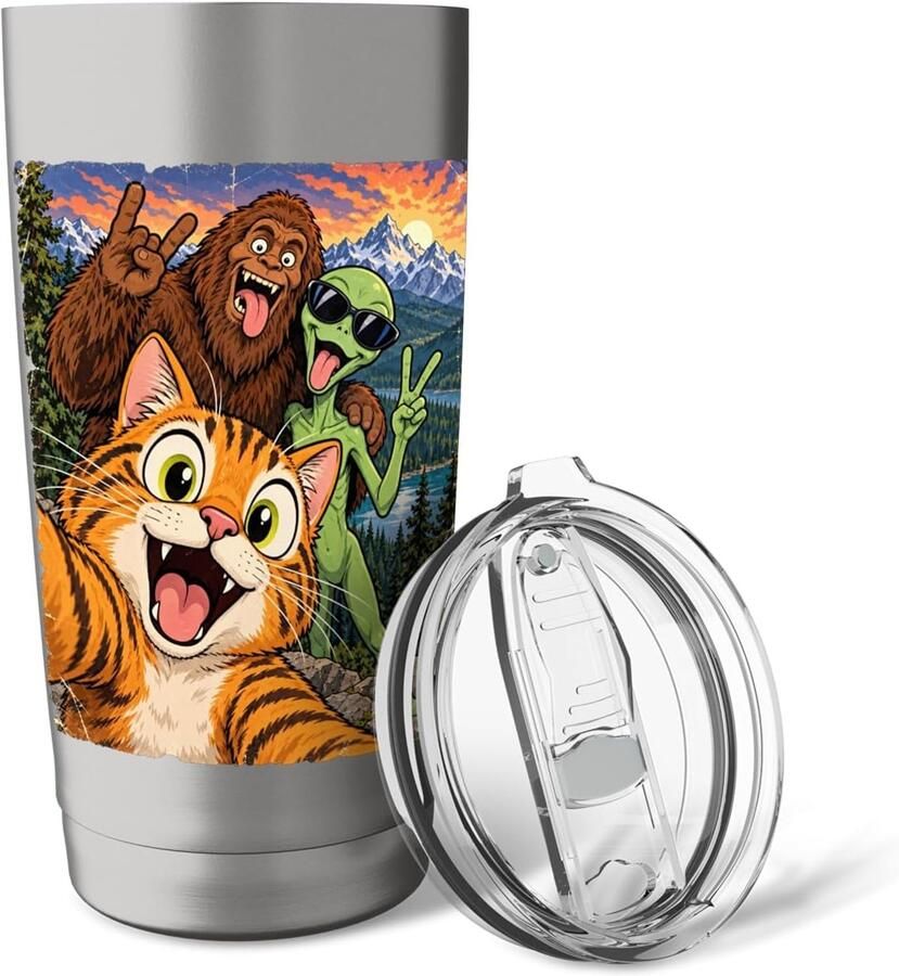 Beker met kat Bigfoot alien UFO en cryptide