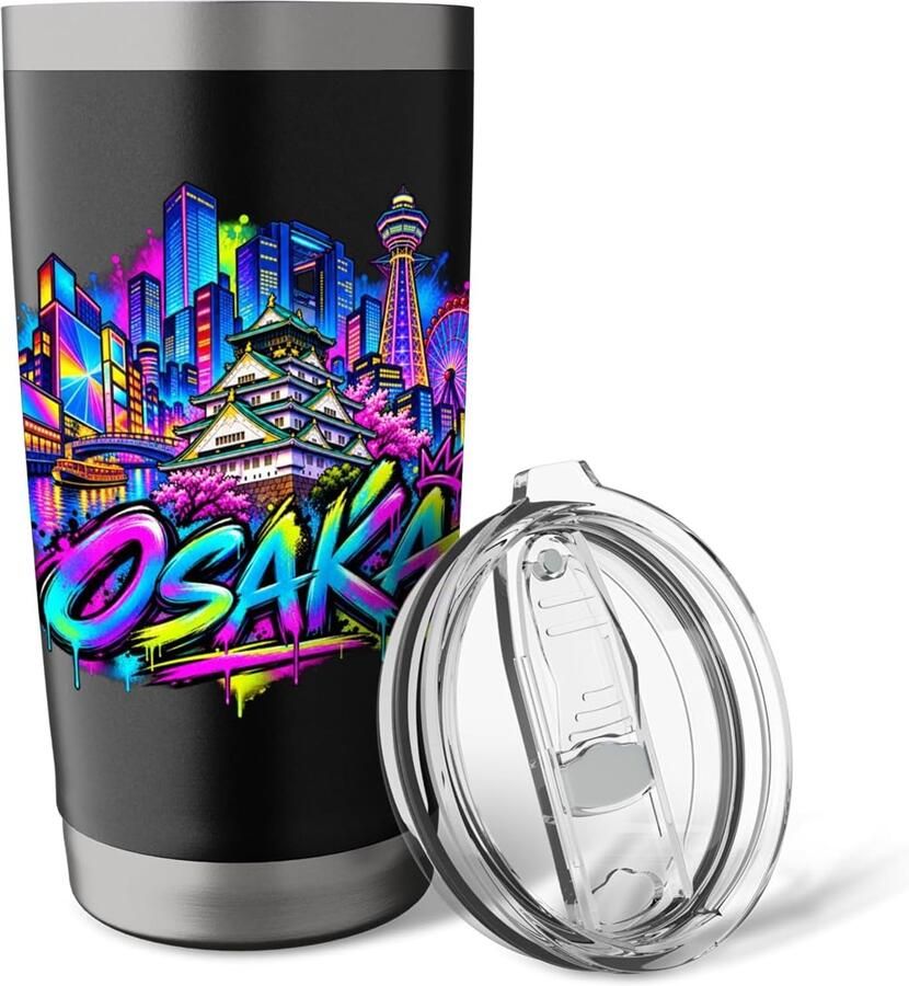 Beker met skyline dubbelwandig roestvrij staal