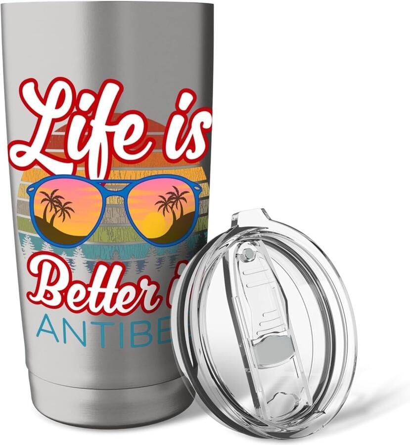Beker met tekst: Het leven is beter in Antibes!