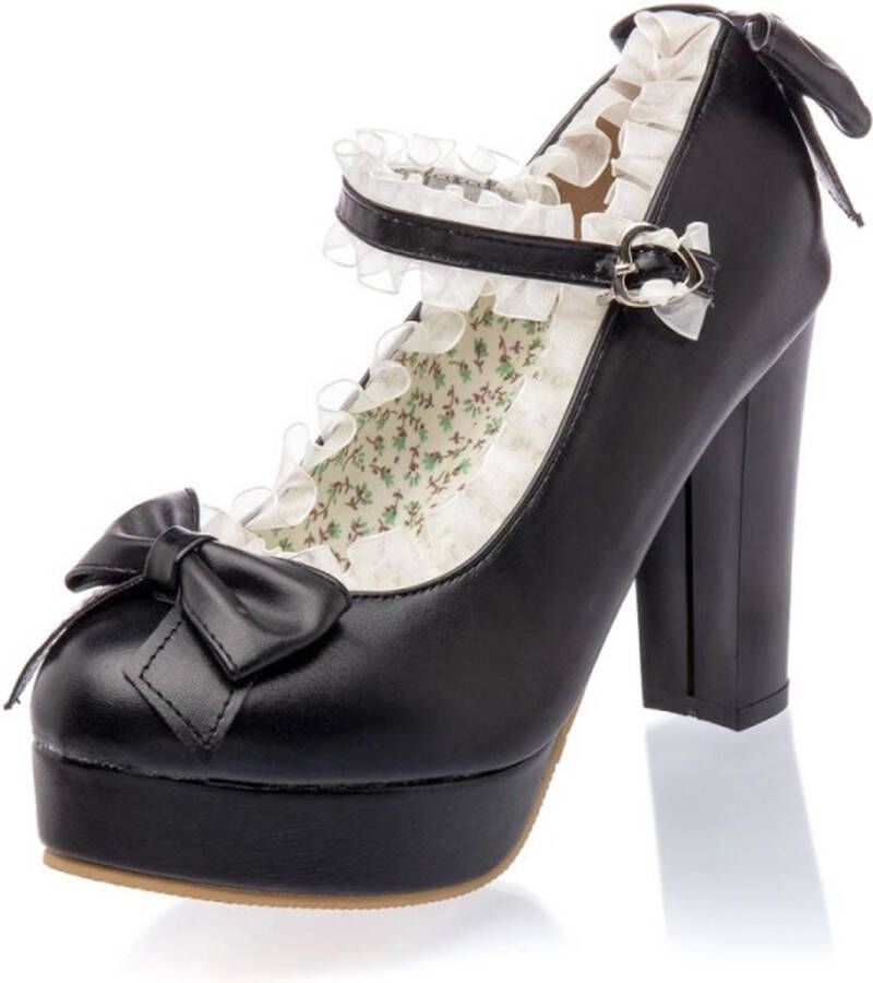 Belsira Mary Jane Pumps Hoge Hakken zwart Polyurethaan Huwelijk Rockabilly Romance