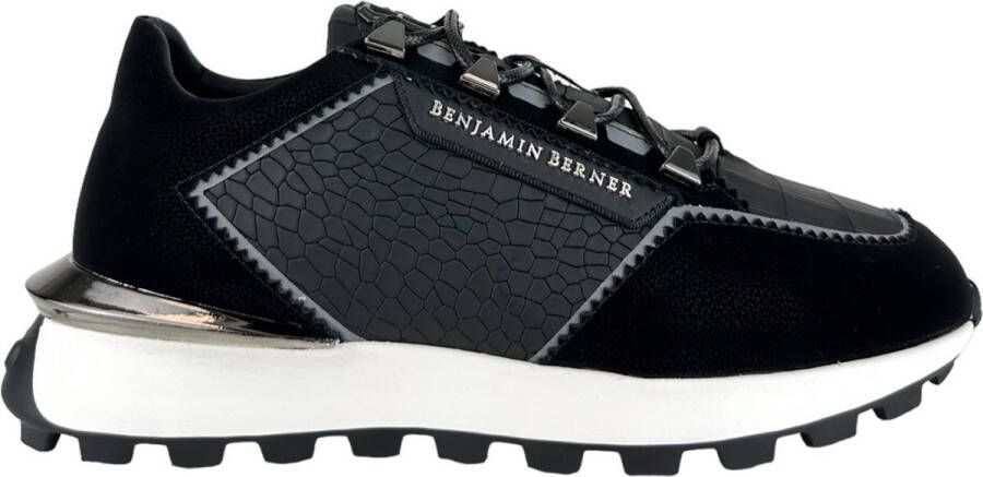 Benjamin Berner Heren Sneaker Zwart BNJ0171 CROCODILE BLACK