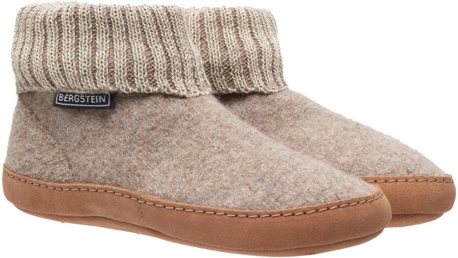 Bergstein Cozy Lux Sloffen Pantoffels voor dames heren en kinderen 100% Zuiver scheerwol Beige - Foto 4