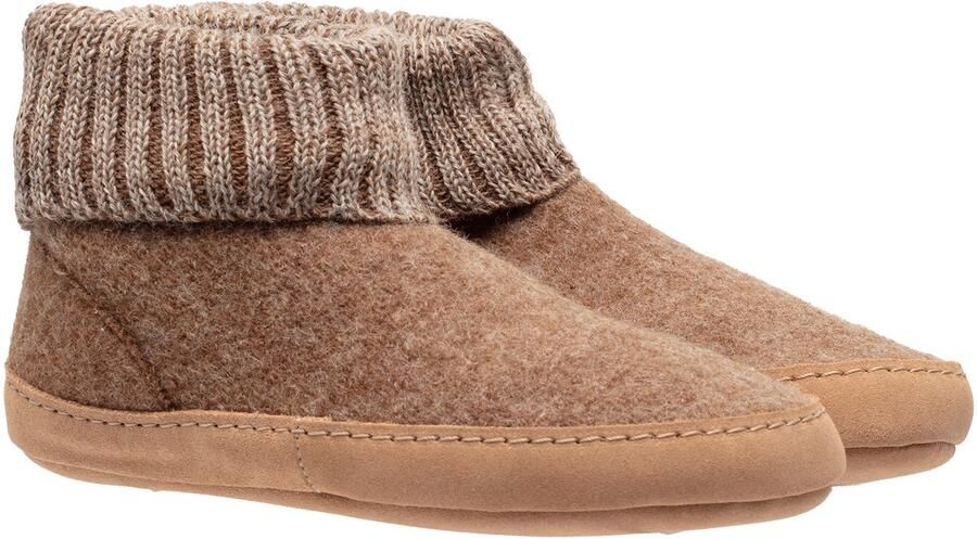 Bergstein Cozy Lux Sloffen Pantoffels voor en kinderen 100% Zuiver sc wol Brown - Foto 3