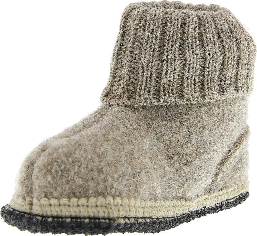 Bergstein Cozy Sloffen Pantoffels voor en kinderen 100% Zuiver sc wol Beige - Foto 5