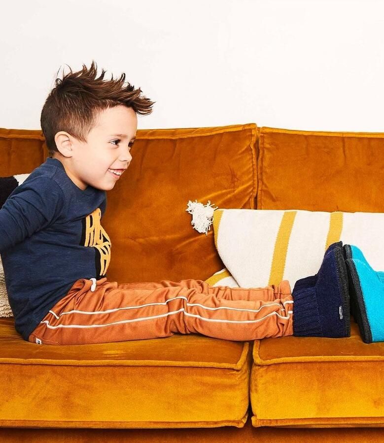 Bergstein Cozy Sloffen Pantoffels voor en kinderen 100% Zuiver sc wol Dark Blue - Foto 5