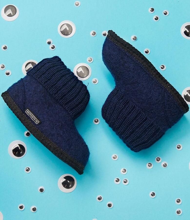 Bergstein Cozy Sloffen Pantoffels voor en kinderen 100% Zuiver sc wol Dark Blue - Foto 6