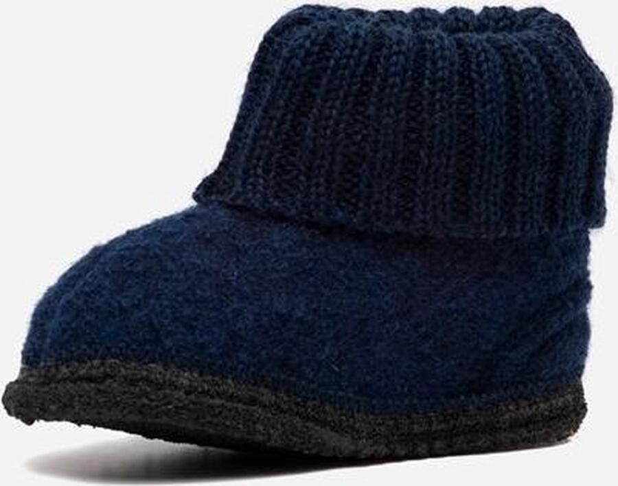 Bergstein Cozy Sloffen Pantoffels voor en kinderen 100% Zuiver sc wol Dark Blue - Foto 10