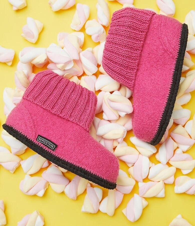 Bergstein Cozy Sloffen Pantoffels voor dames heren en kinderen 100% Zuiver scheerwol Pink - Foto 2