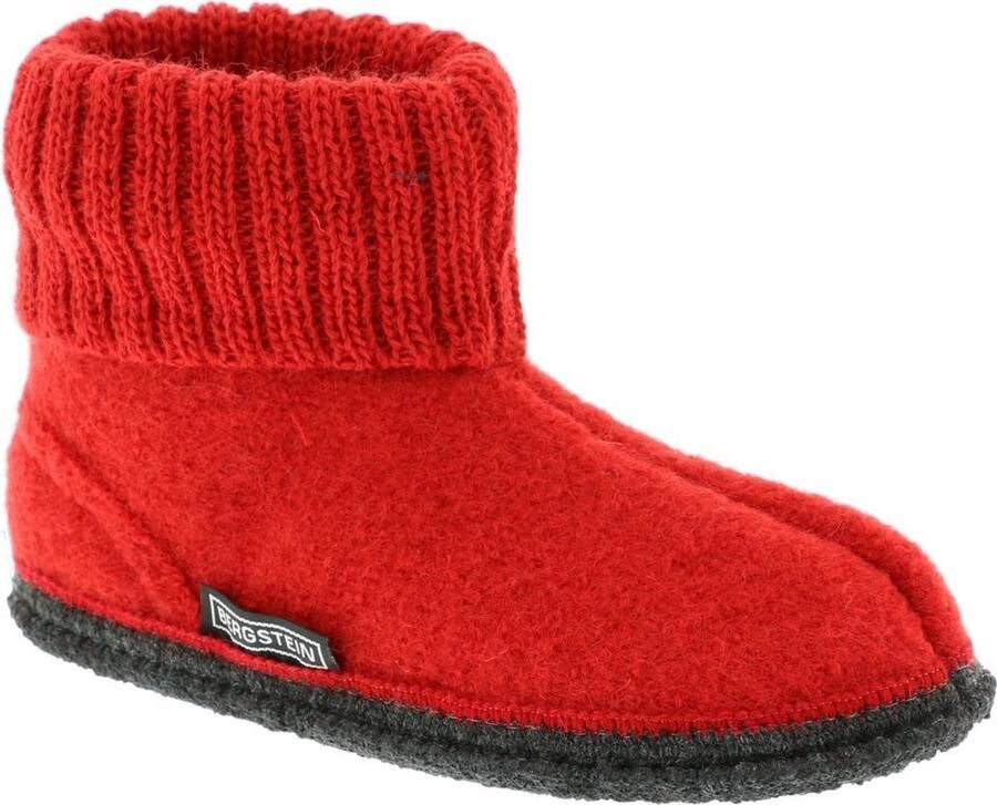 Bergstein Cozy Sloffen Pantoffels voor en kinderen 100% Zuiver sc wol Red - Foto 4