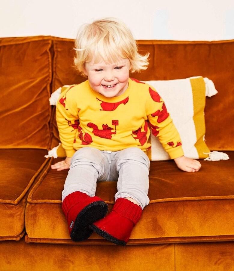Bergstein Cozy Sloffen Pantoffels voor en kinderen 100% Zuiver sc wol Red - Foto 4