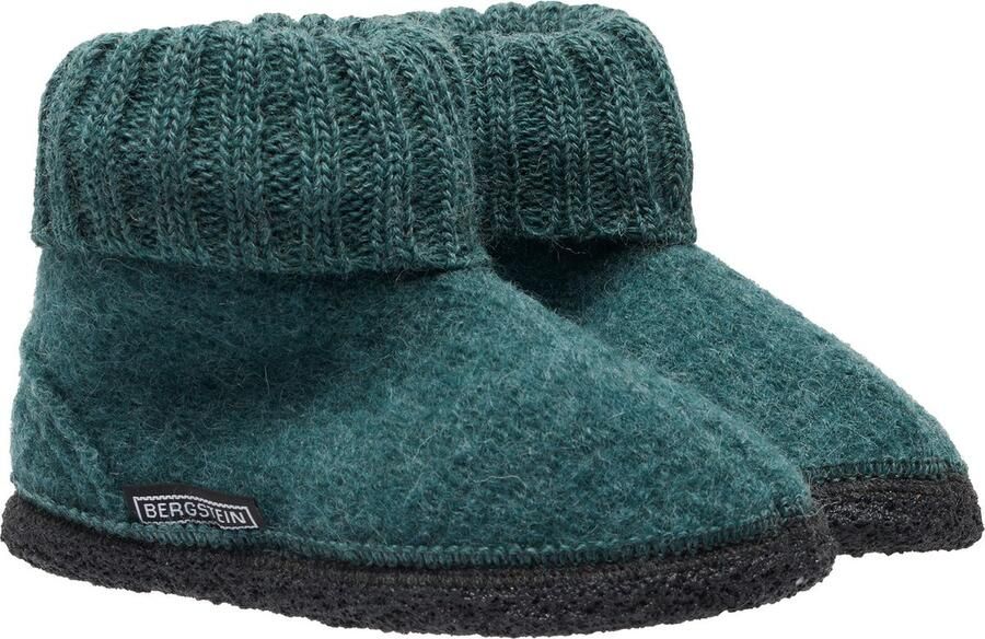 Bergstein Cozy Sloffen Pantoffels voor dames heren en kinderen 100% Zuiver scheerwol Seagreen