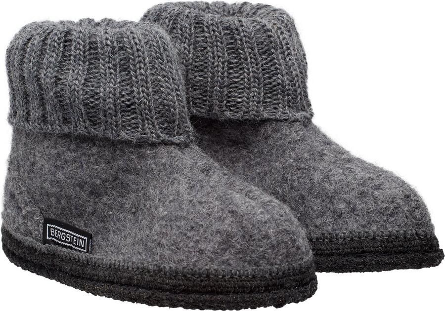 Bergstein Cozy Sloffen Pantoffels voor en kinderen 100% Zuiver sc wol Black - Foto 8