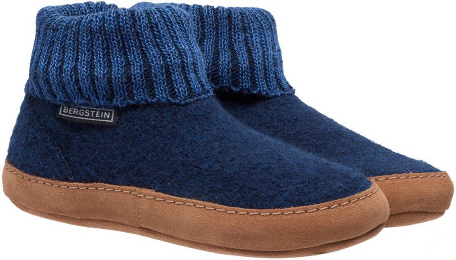 Bergstein Cozy Lux Sloffen Pantoffels voor en kinderen 100% Zuiver sc wol Dark Blue - Foto 4