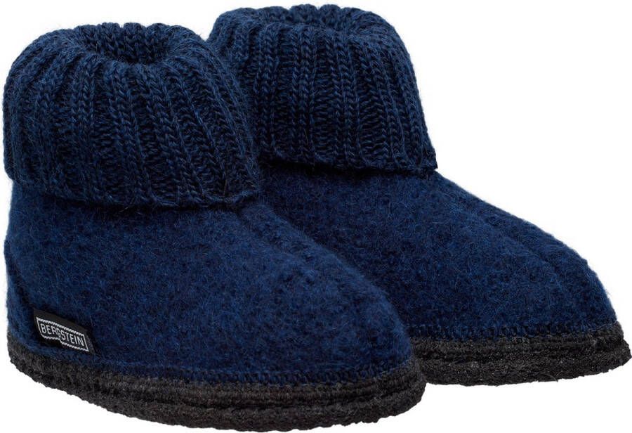 Bergstein Cozy Sloffen Pantoffels voor en kinderen 100% Zuiver sc wol Dark Blue - Foto 3