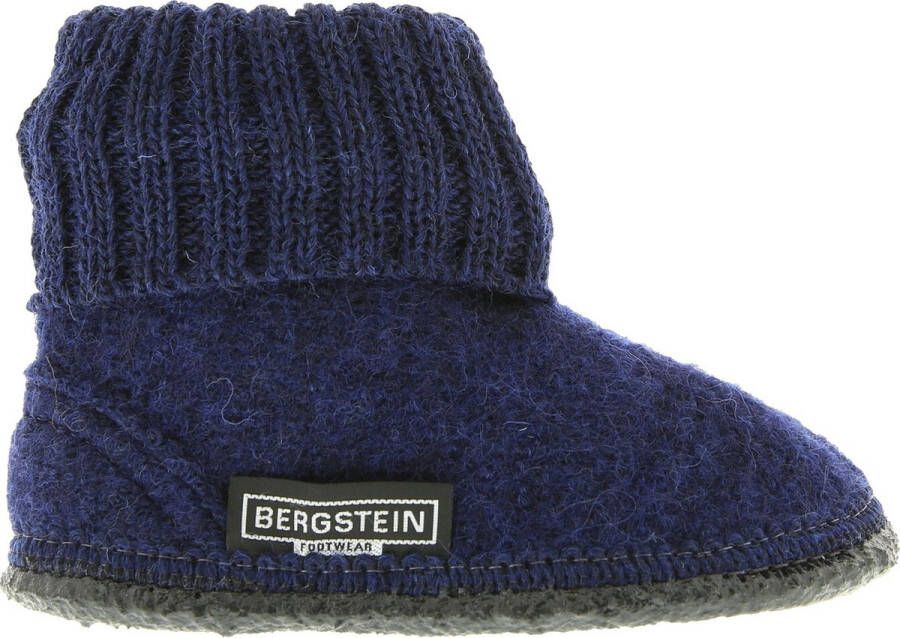 Bergstein Cozy Sloffen Pantoffels voor en kinderen 100% Zuiver sc wol Dark Blue
