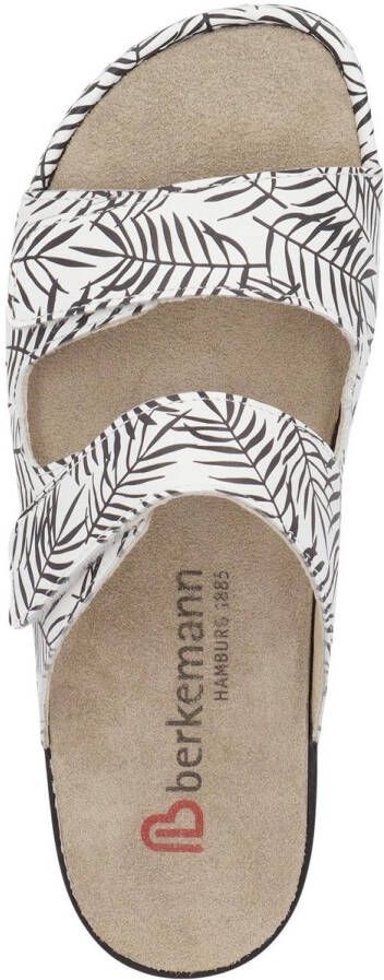 Berkemann Damesmodel Winona 01466-096 slipper zwart wit leder print en
