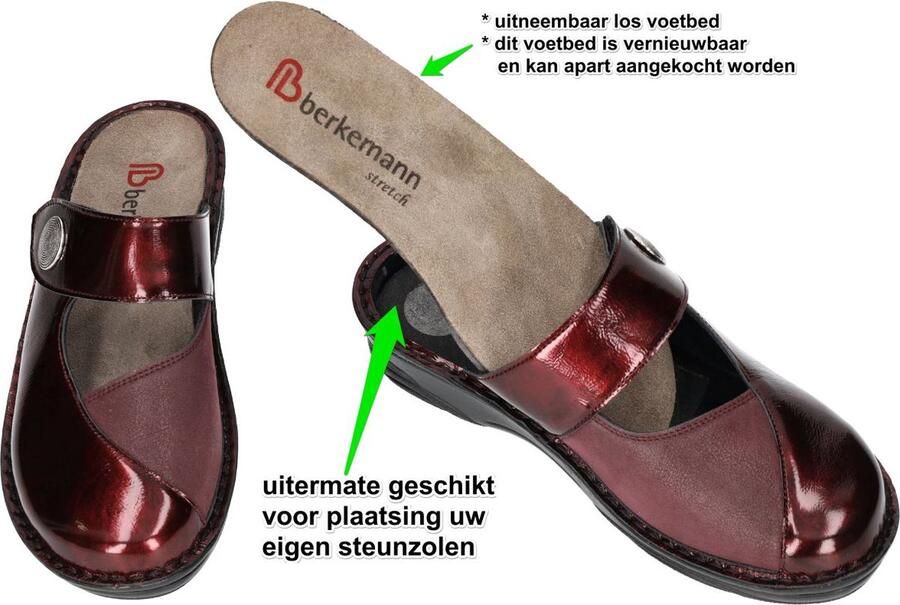Berkemann -Dames bordeaux pantoffels