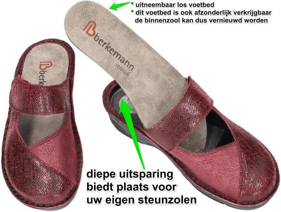 Berkemann -Dames bordeaux pantoffels