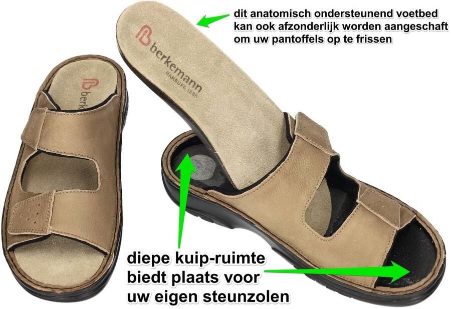 Berkemann -Heren natuur-ongekleurd pantoffels & slippers