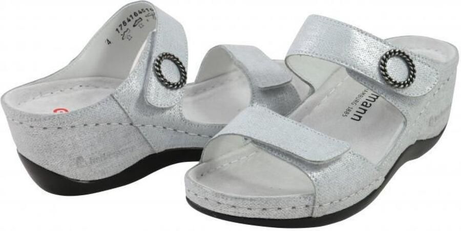 Berkemann Slippers merrit gunsilver leder slipper