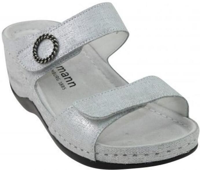 Berkemann Slippers merrit gunsilver leder slipper