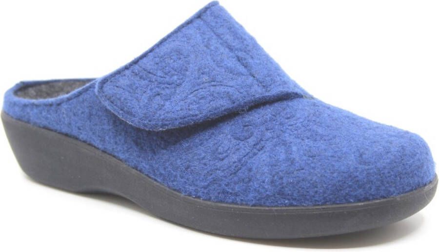 Berkemann CARMELINA 05059-199 Donker blauw pantoffel van vilt met een uitneembaar voetbed