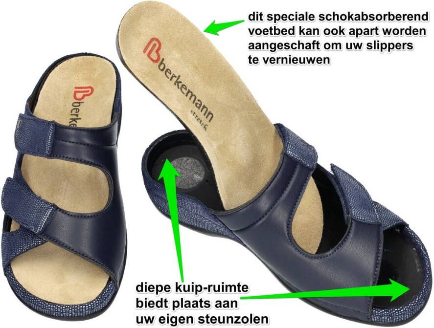 Berkemann -Dames blauw donker slippers & muiltjes