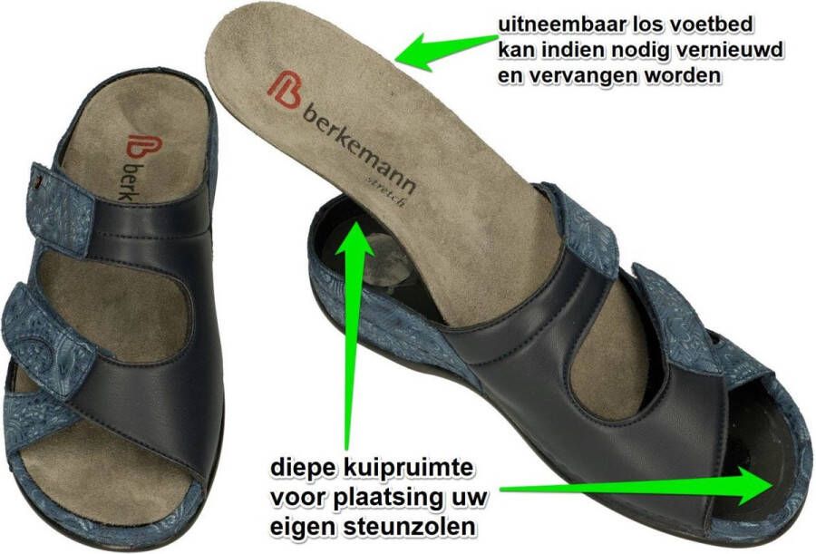 Berkemann -Dames blauw slippers & muiltjes