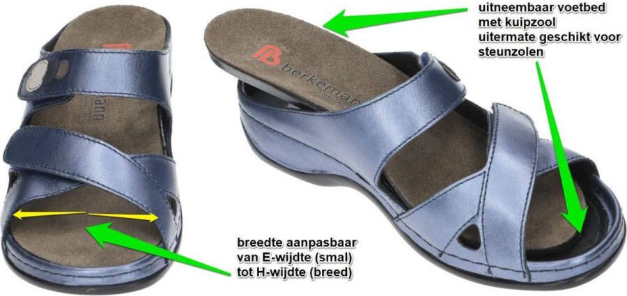 Berkemann -Dames blauw slippers & muiltjes