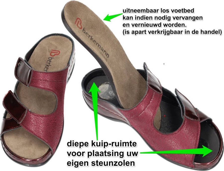 Berkemann -Dames bordeaux slippers & muiltjes
