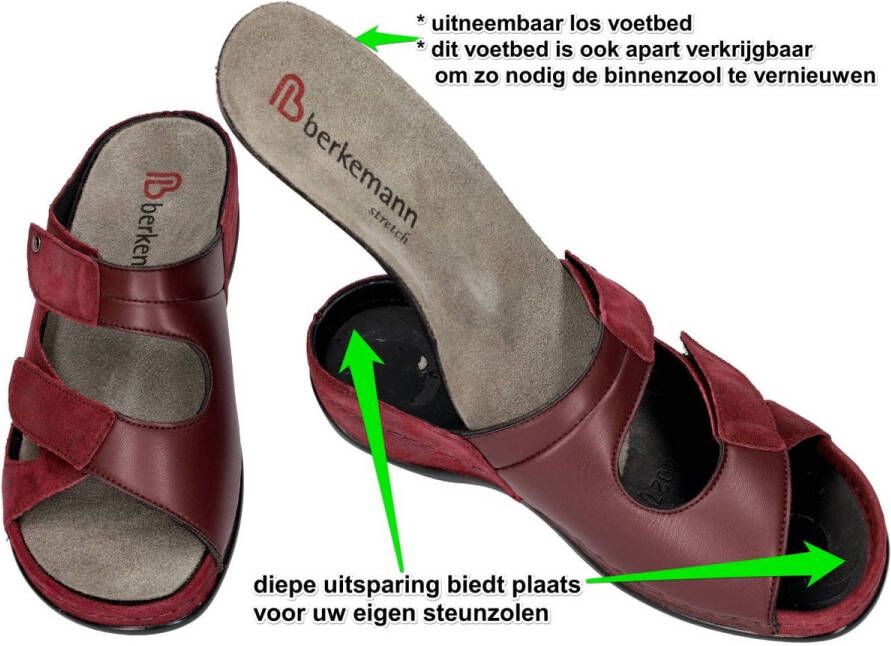 Berkemann -Dames bordeaux slippers & muiltjes