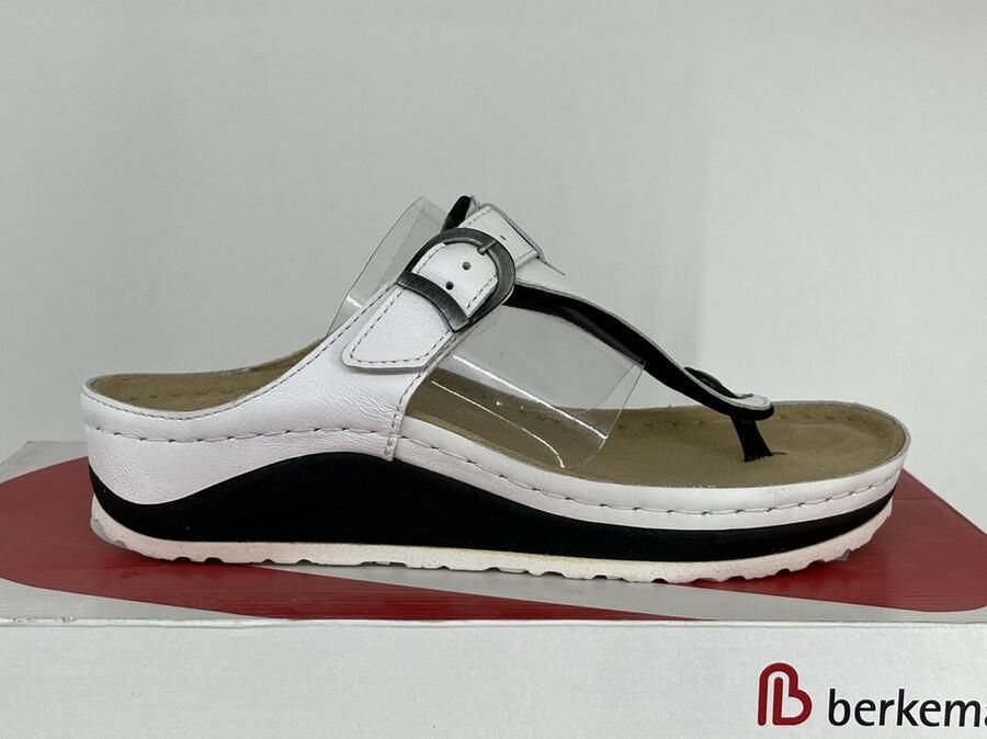 Berkemann gmbH en co kg Berkemann Mila wit leren slippers teenslippers 01351 - Foto 2