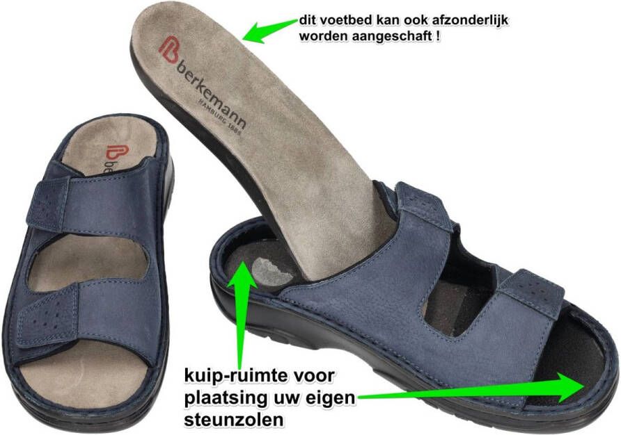 Berkemann -Heren blauw donker pantoffels & slippers