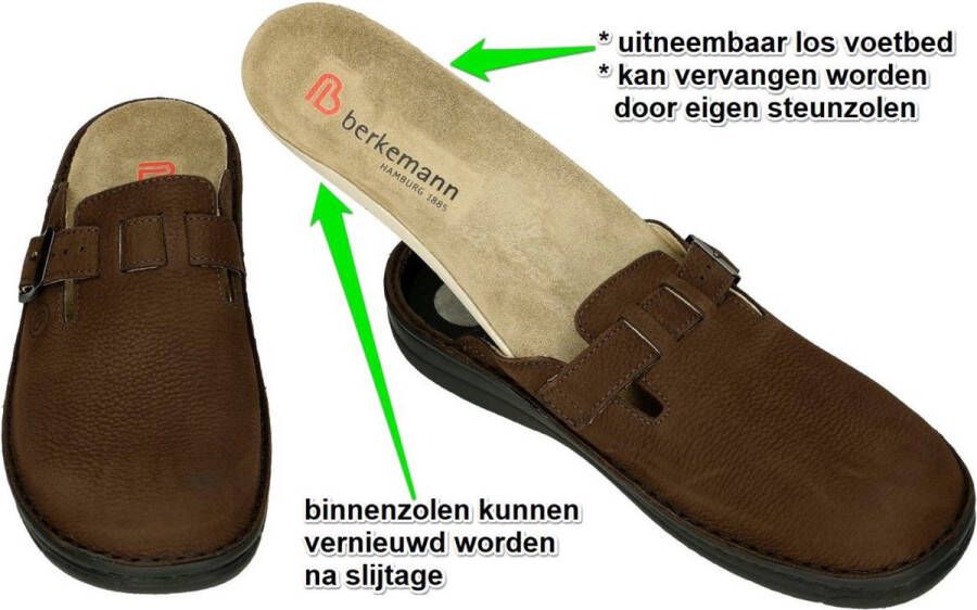 Berkemann -Heren bruin pantoffels & slippers
