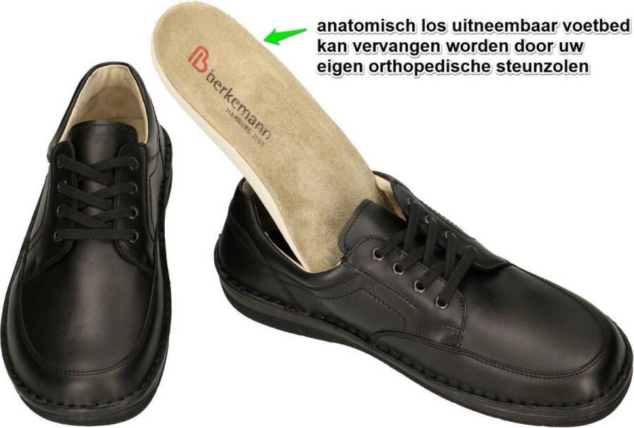 Berkemann -Heren zwart geklede lage schoenen