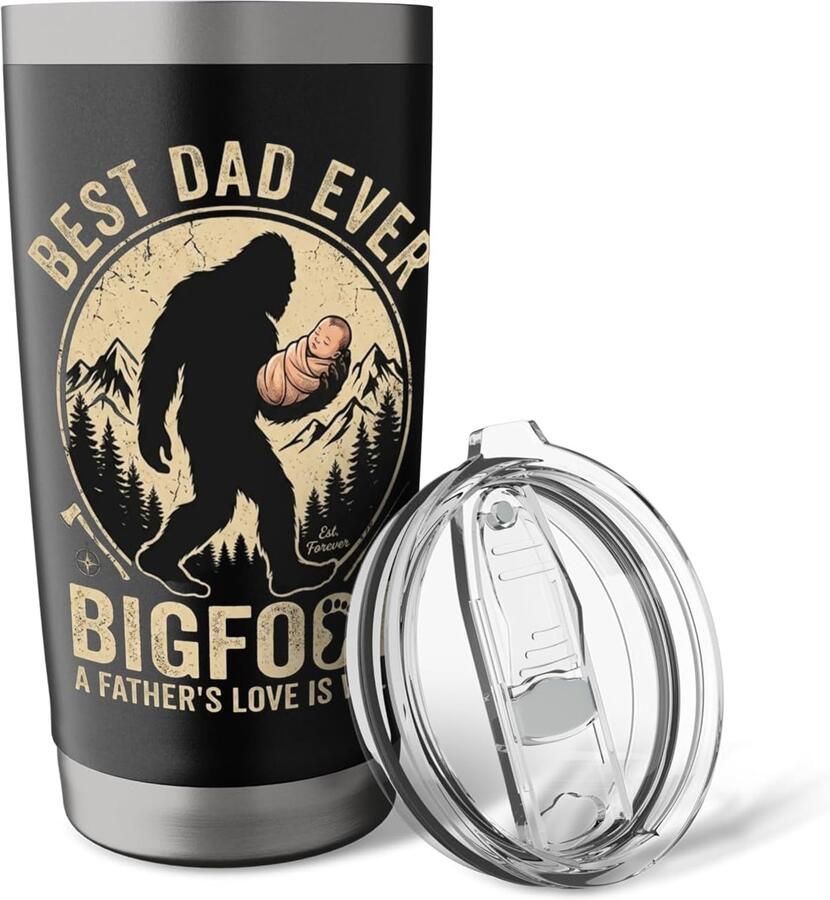 Beste vader aller tijden Bigfoot ontwerp met wild liefdesvertoon dubbelwandige thermobeker