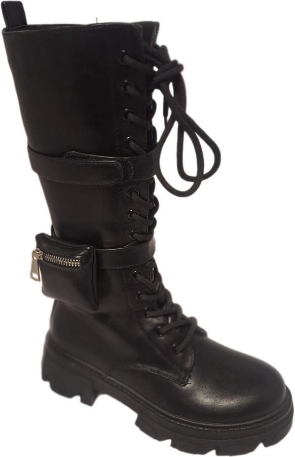 BESTELLE- BIKER BOOTS- HALFHOOG- 2 PURSH OP ELKE LAARS-BLACK