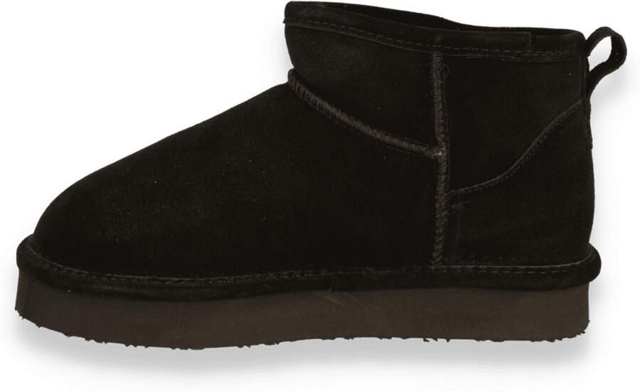 Bianco Dames Enkellaars Biasnow Flatform Suede Black ZWART