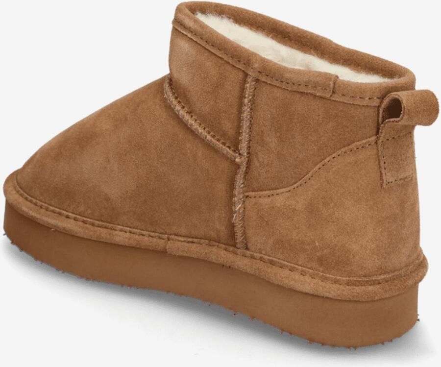 Bianco Dames Enkellaars Biasnow Flatform Suede Cognac