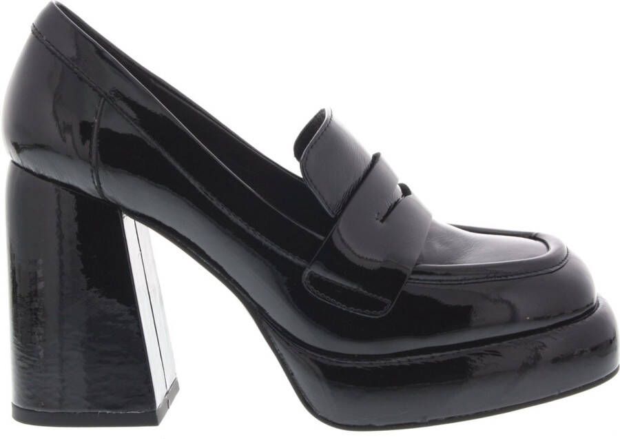 Bibi Lou Zwarte Natalie Hakken met Vierkante Neus en Blokhak Zwart Dames