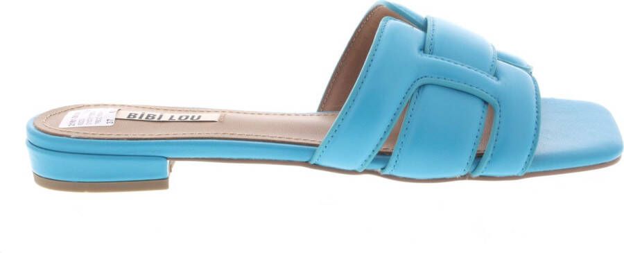 BiBi Lou Slippers Dames Sandalen Instappers Damesschoenen Leer Blokhak 760Z10VK Blauw - Foto 3