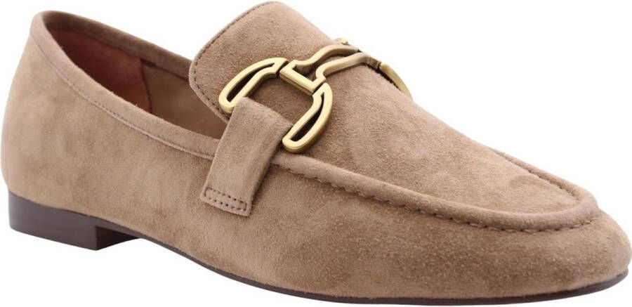 Bibi Lou Beige Suède Loafers met Gouden Gesp Beige Dames - Foto 6