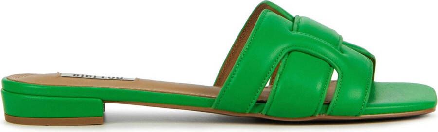 BiBi Lou Slippers Dames Sandalen Instappers Damesschoenen Leer Blokhak 760Z10VK Groen