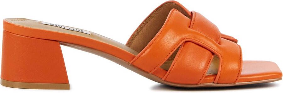 BiBi Lou Slippers Dames Sandalen Instappers Damesschoenen Leer Blokhak 761Z10VK Oranje