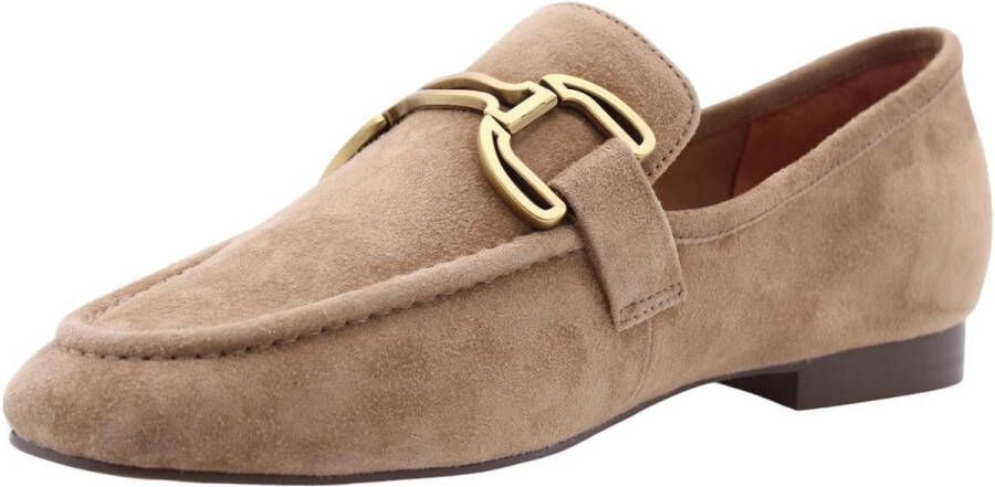 Bibi Lou Beige Suède Loafers met Gouden Gesp Beige Dames - Foto 5