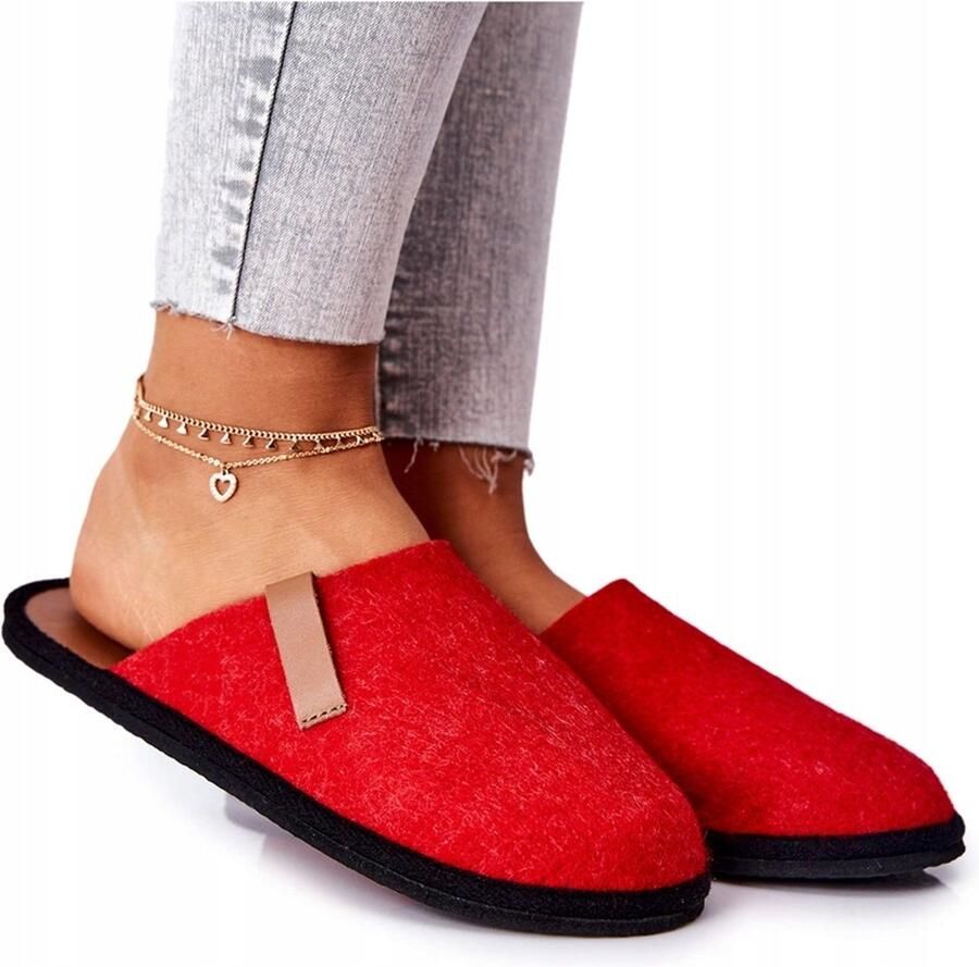 Big Star Dames Pantoffels Fino KK267006 Vilt Rood Bruin