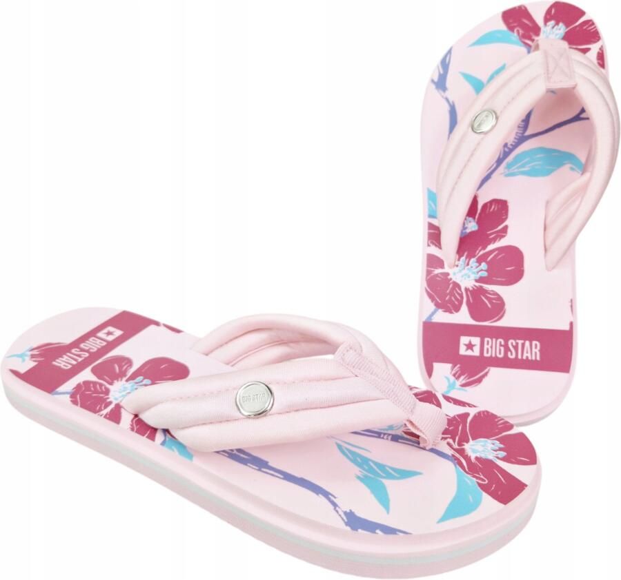 Big Star Dames Slippers Roze Bloemenprint Lichtgewicht