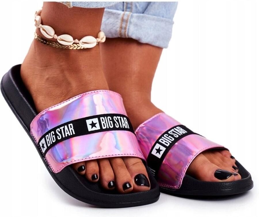 Big Star Dames Slippers Roze Holografisch GG274A008