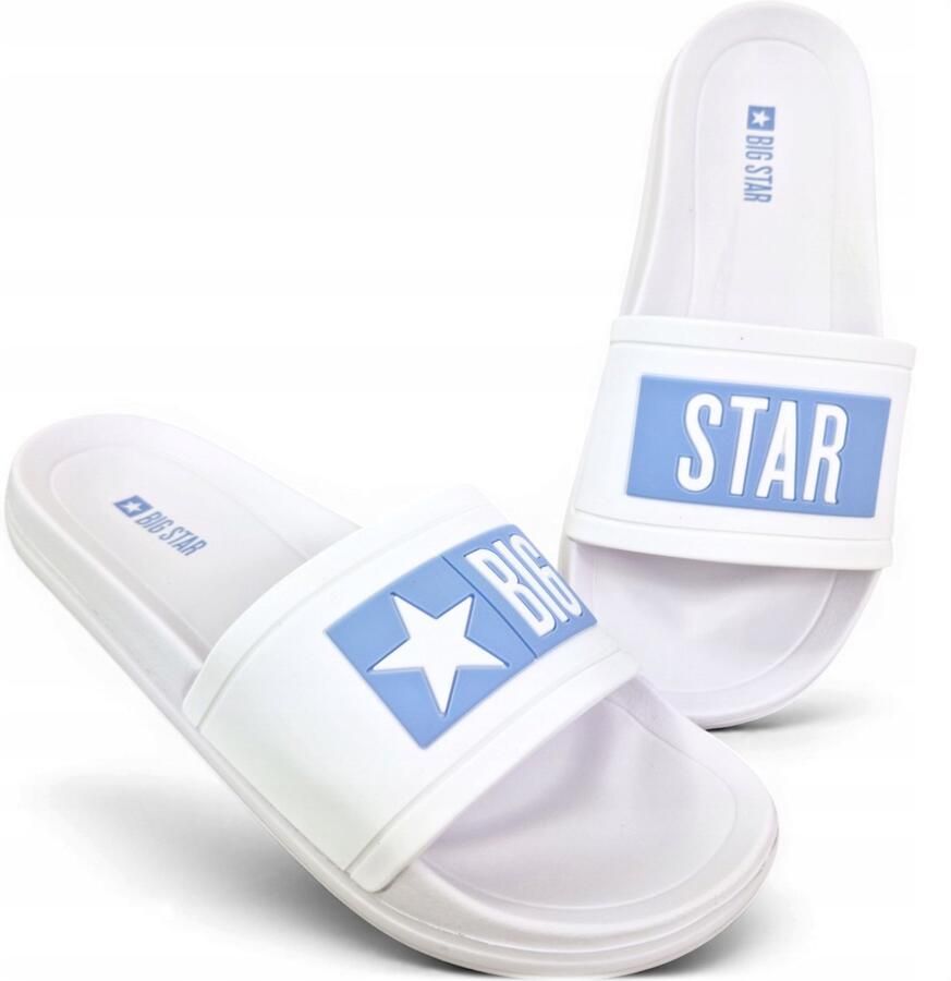 Big Star Dames Slippers Wit Blauw Pianka Logo