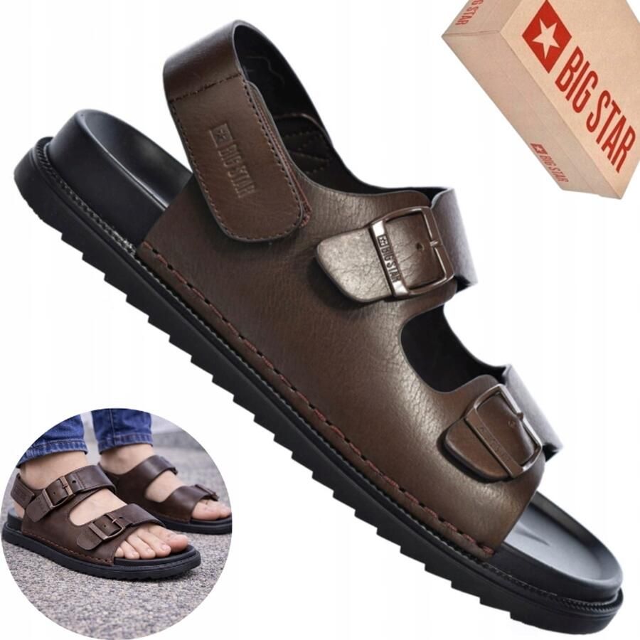 Big Star Heren Sandalen Leer Bruin Verstelbaar RR174085